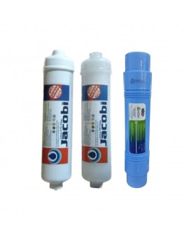 Wellon Jacobi Inline PP Filter + Inline CTO Filter + WELLON 11 Inch Antioxidant Alkaline Filter for RO Water Purifier System